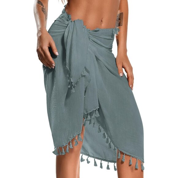 Other - BEACH Sarong Pareo Womens Semi-Sheer Swimwear Cover Ups 012-armygreen-short